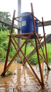 The students designed this structure to hold the septic system and be compatible with the houses on stilts. (Rachel Muradian/photo)
