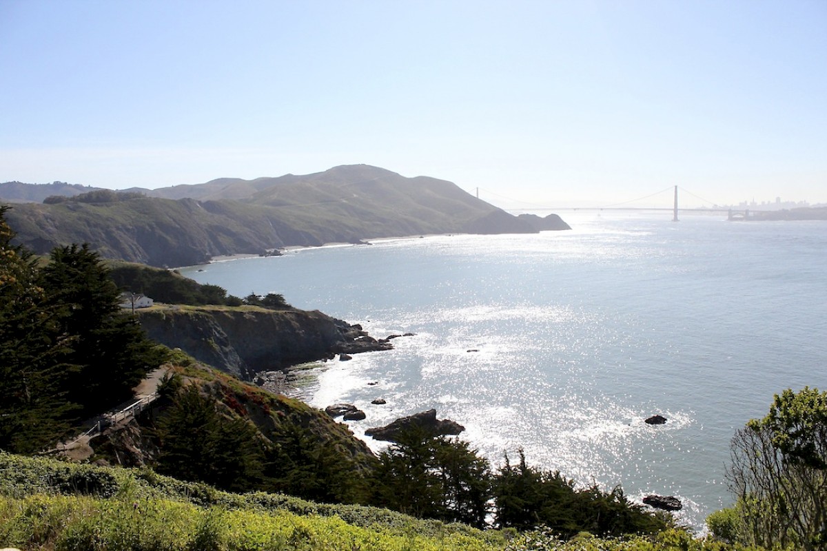 The San Francisco bay with the Golden Gate Bridge in the background
