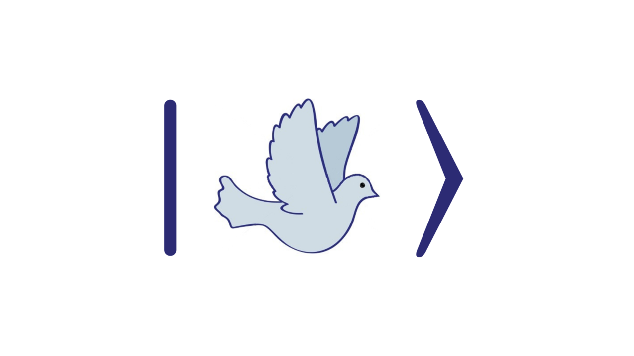 Logo with dove in the middle and two lines on either side