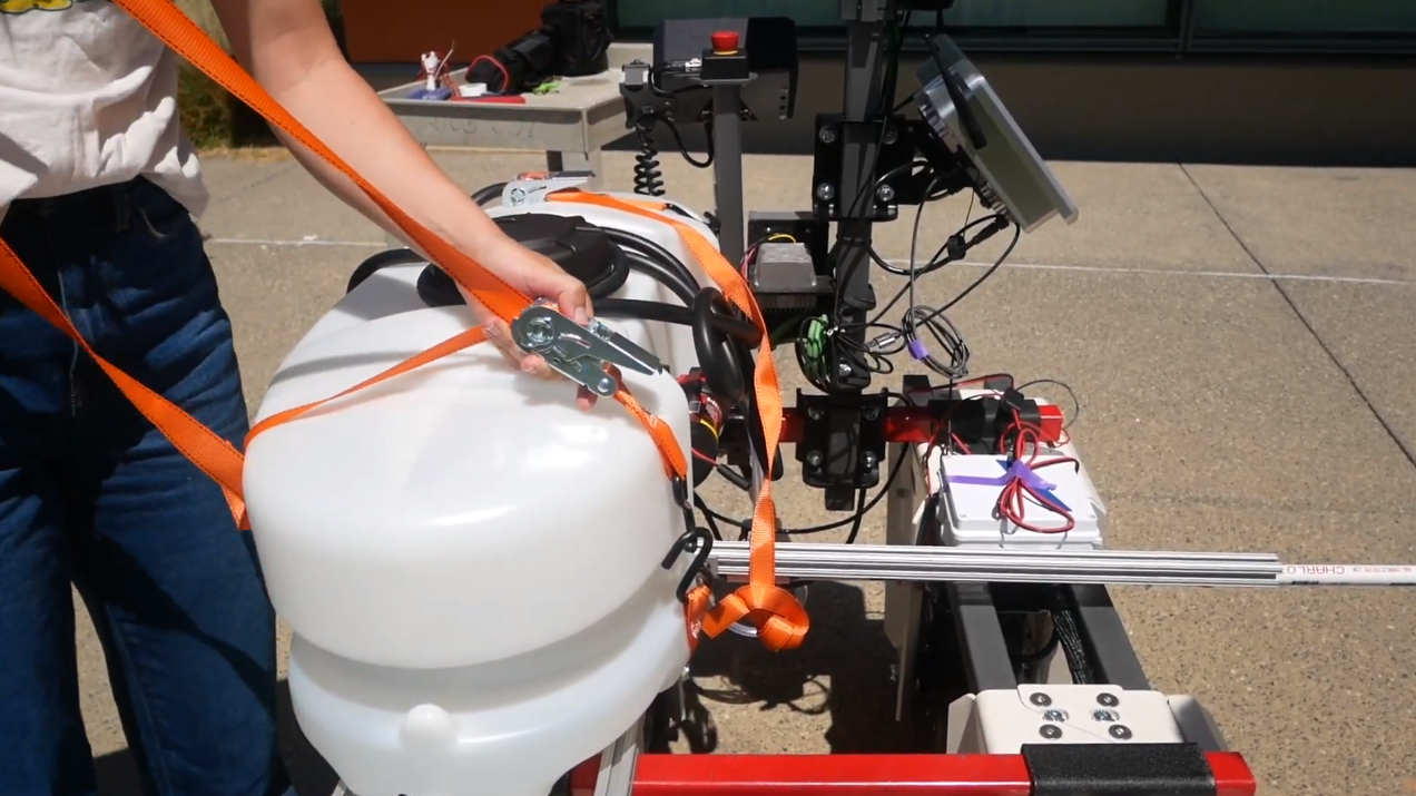 Orange ties around robot