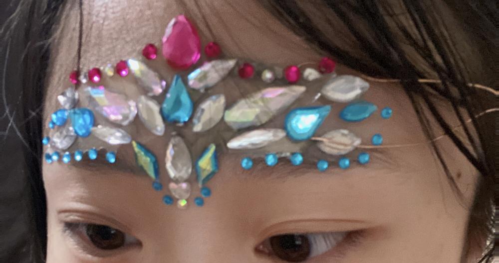 Jewels on someone's forehead