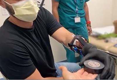 Patient demonstrating prosthetic