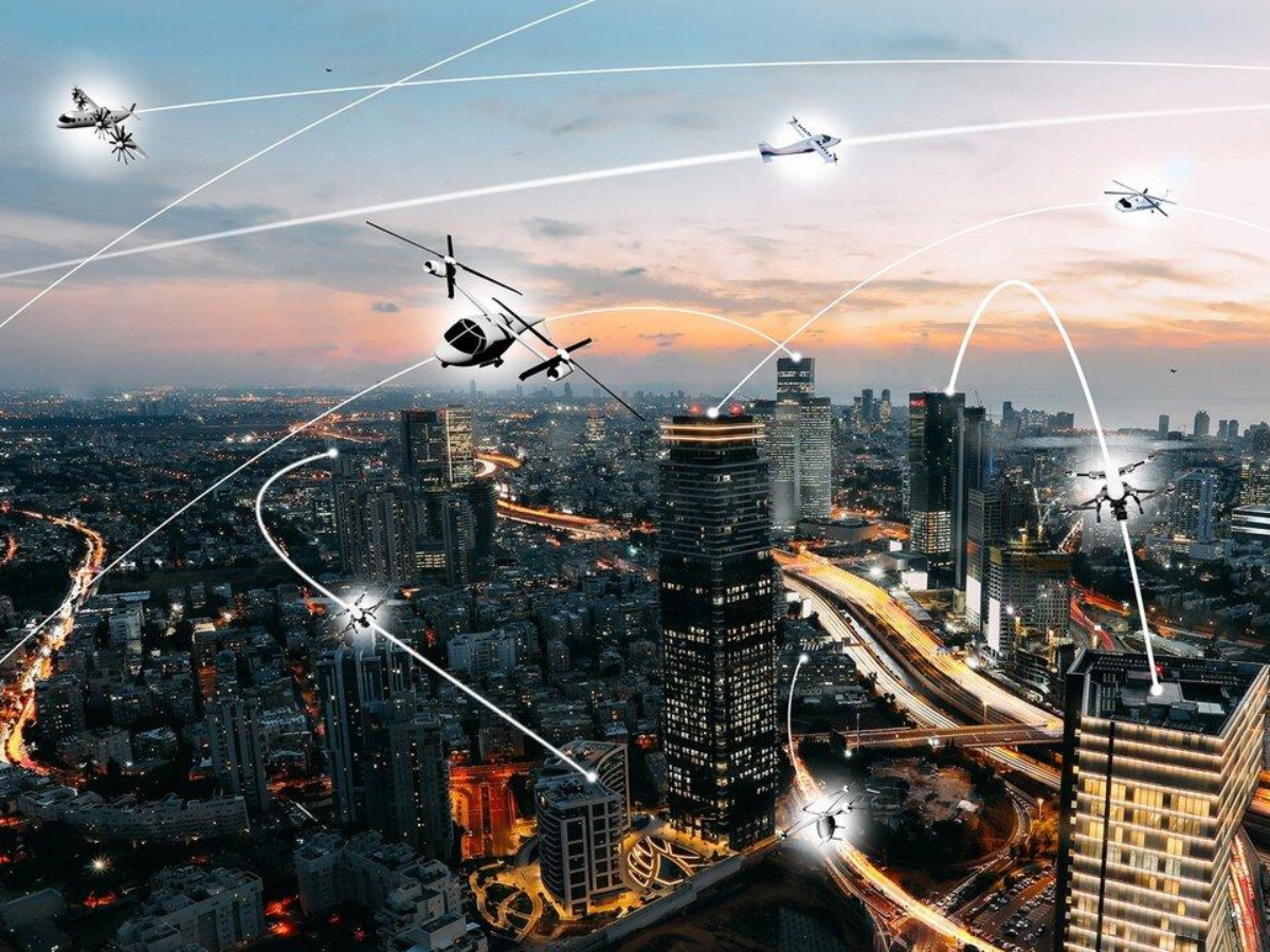 Rendering of an urban air mobility environment