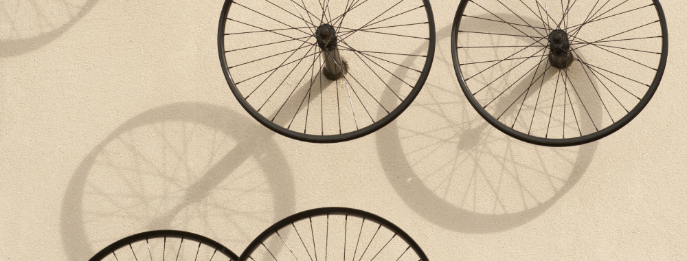Bicycle wheels at the Tercero student housing area