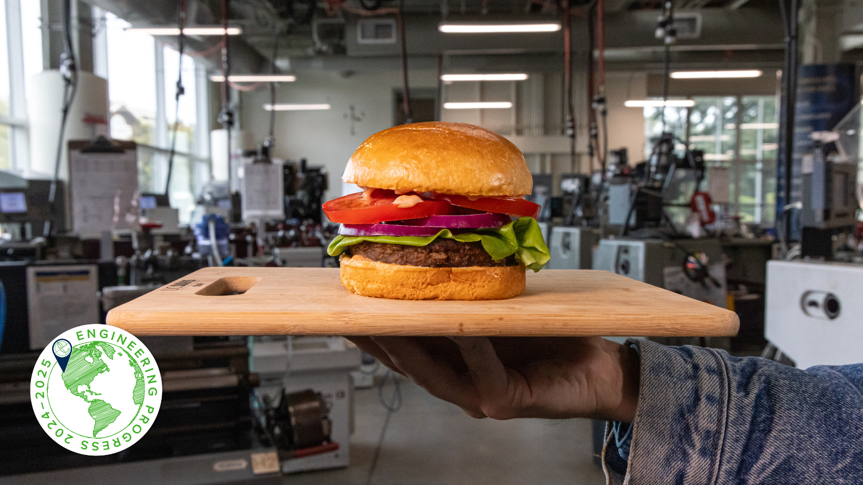Burger on cutting board in ESDC