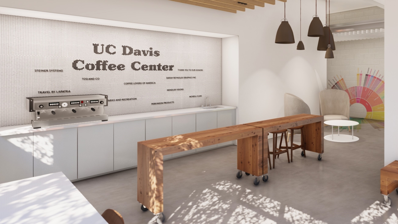 An artist's rendering of the new UC Davis Coffee Center. uc davis coffee center toddy wasson donation