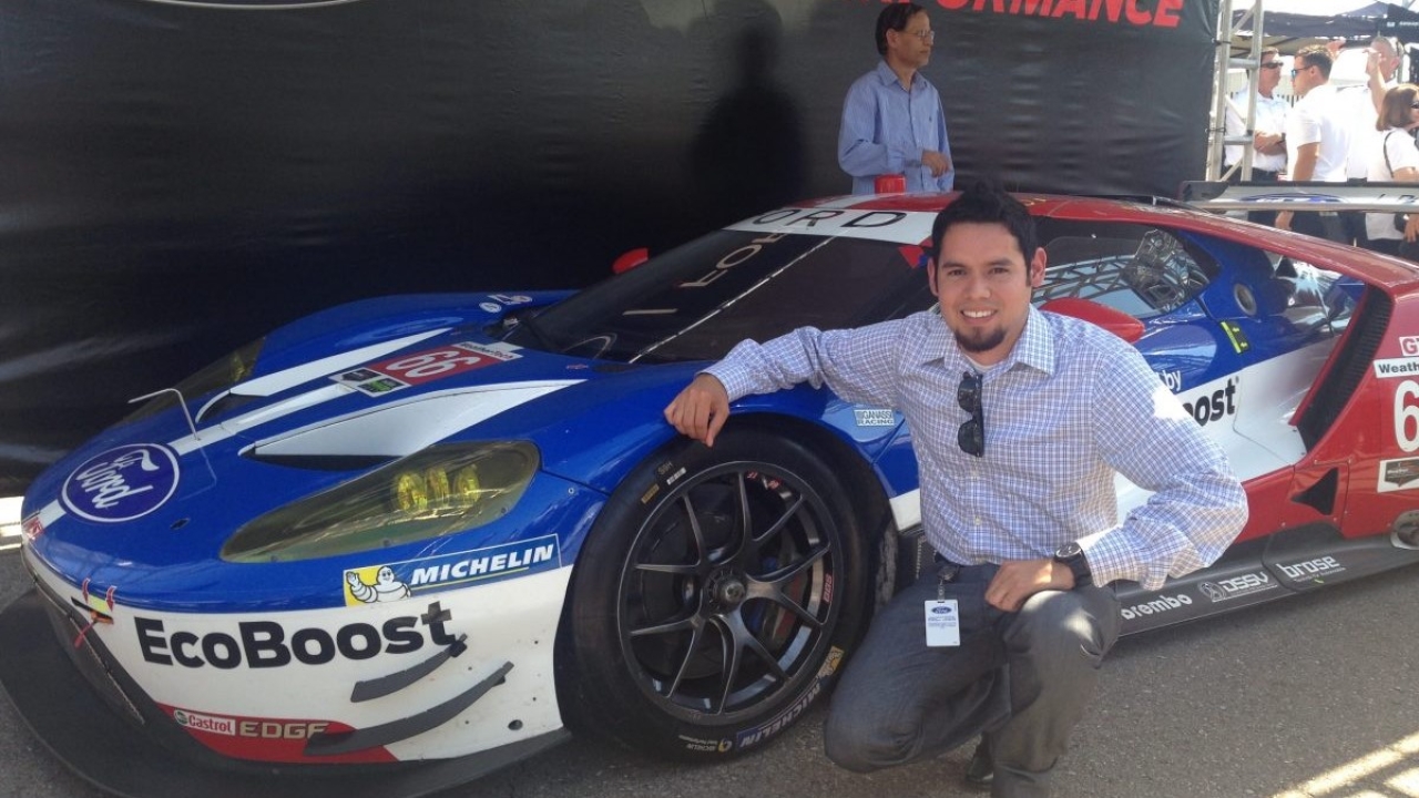 UC Davis alumnus Jose Velazquez works as an electrified vehicle controls engineer where he works on the “brains” of hybrid cars. Photo Courtesy of Jose Velazquez. uc davis mechanical aerospace engineering alumni jose velasquez ford motor company