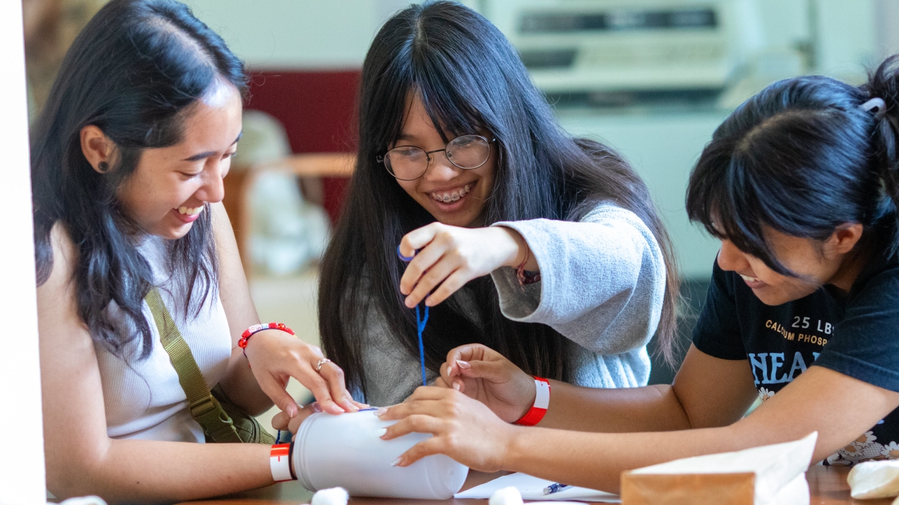 Students make protective covers for eggs