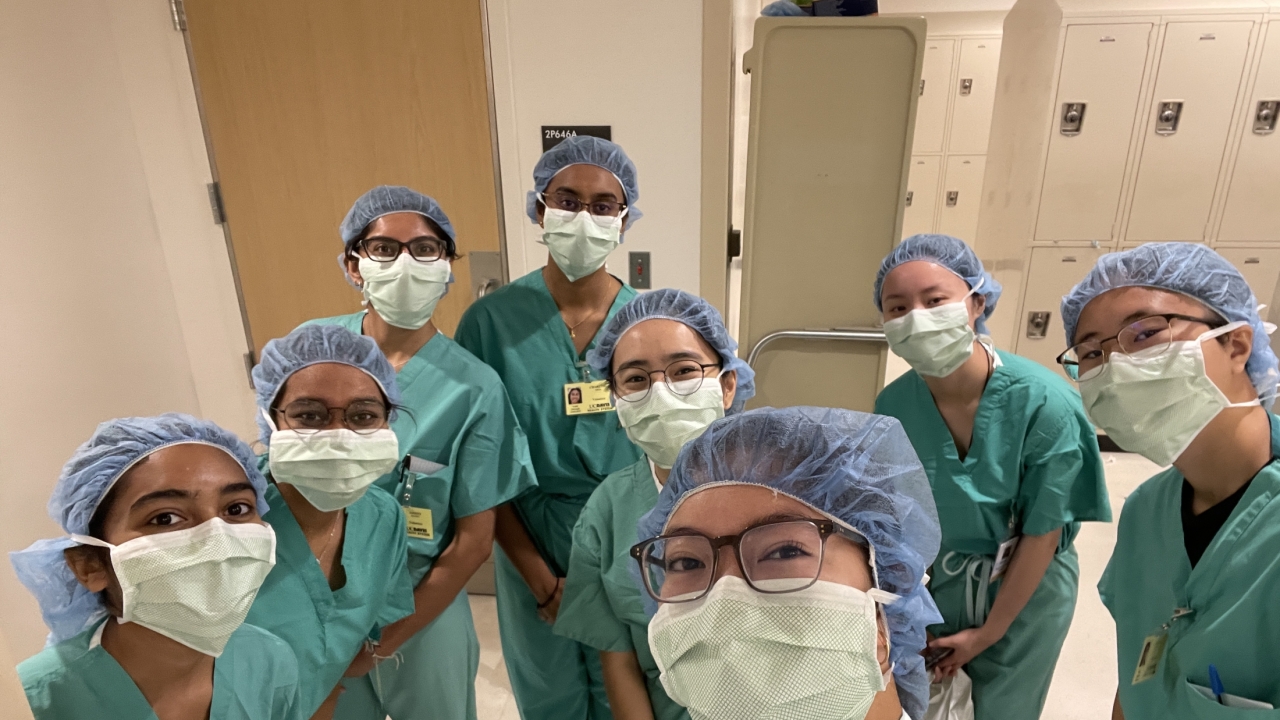 Students wearing medical PPE
