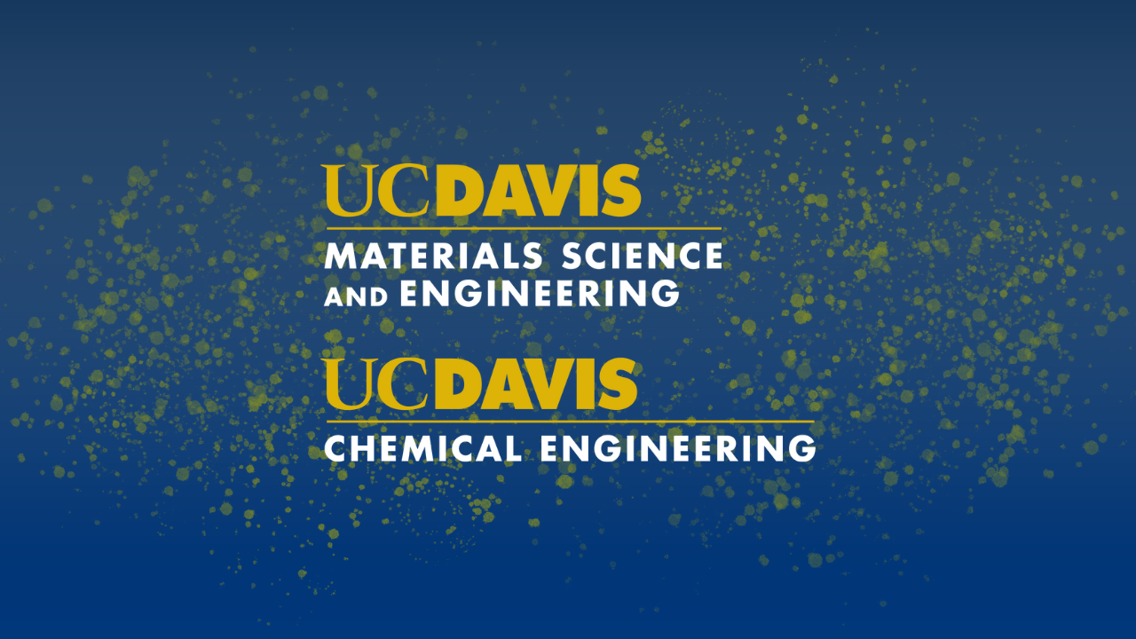 The Chemical Engineering department and Materials Science and Engineering department logos on a blue background