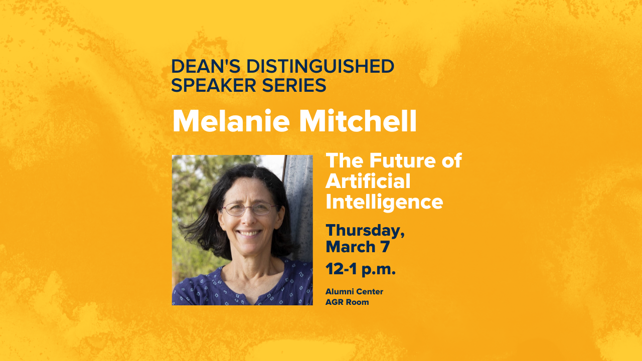 Dean's Distinguished Speaker Event Header for Melanie Mitchell