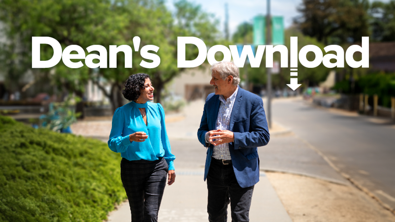 Dean Corsi and Raissa walking with text that reads Dean's Download