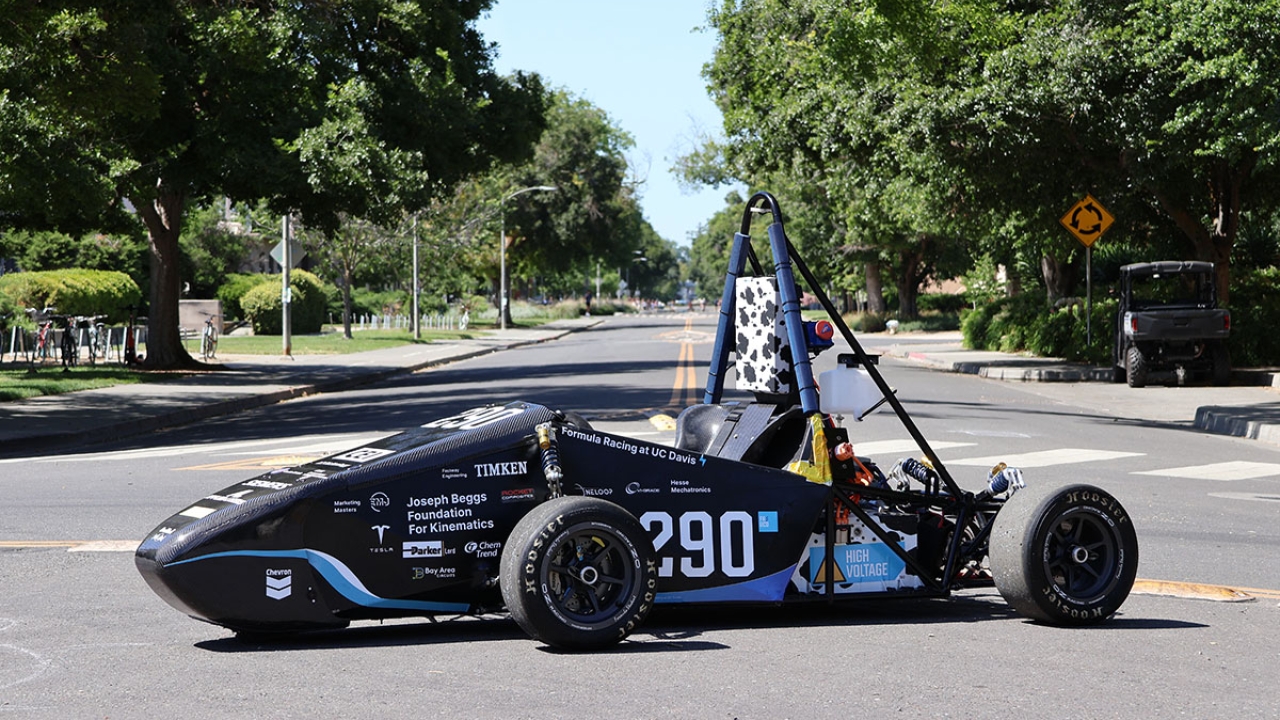 Formula Racing vehicle on the UC Davis campus