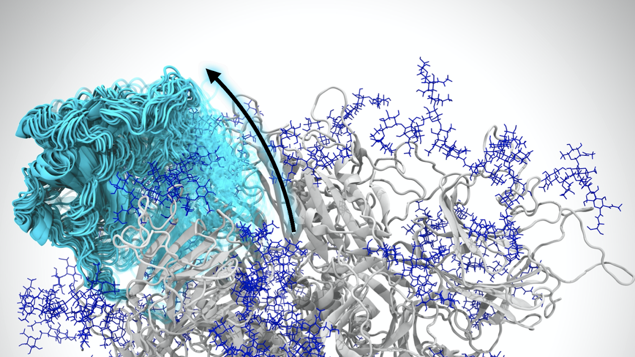 3D mockup of blue and white strings that represent molecules