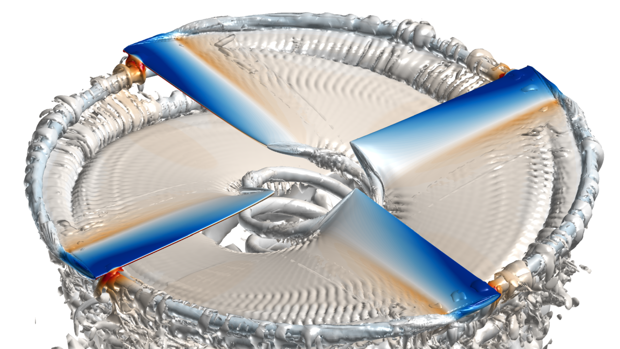 Colorful computer generated image showing fluid dynamics