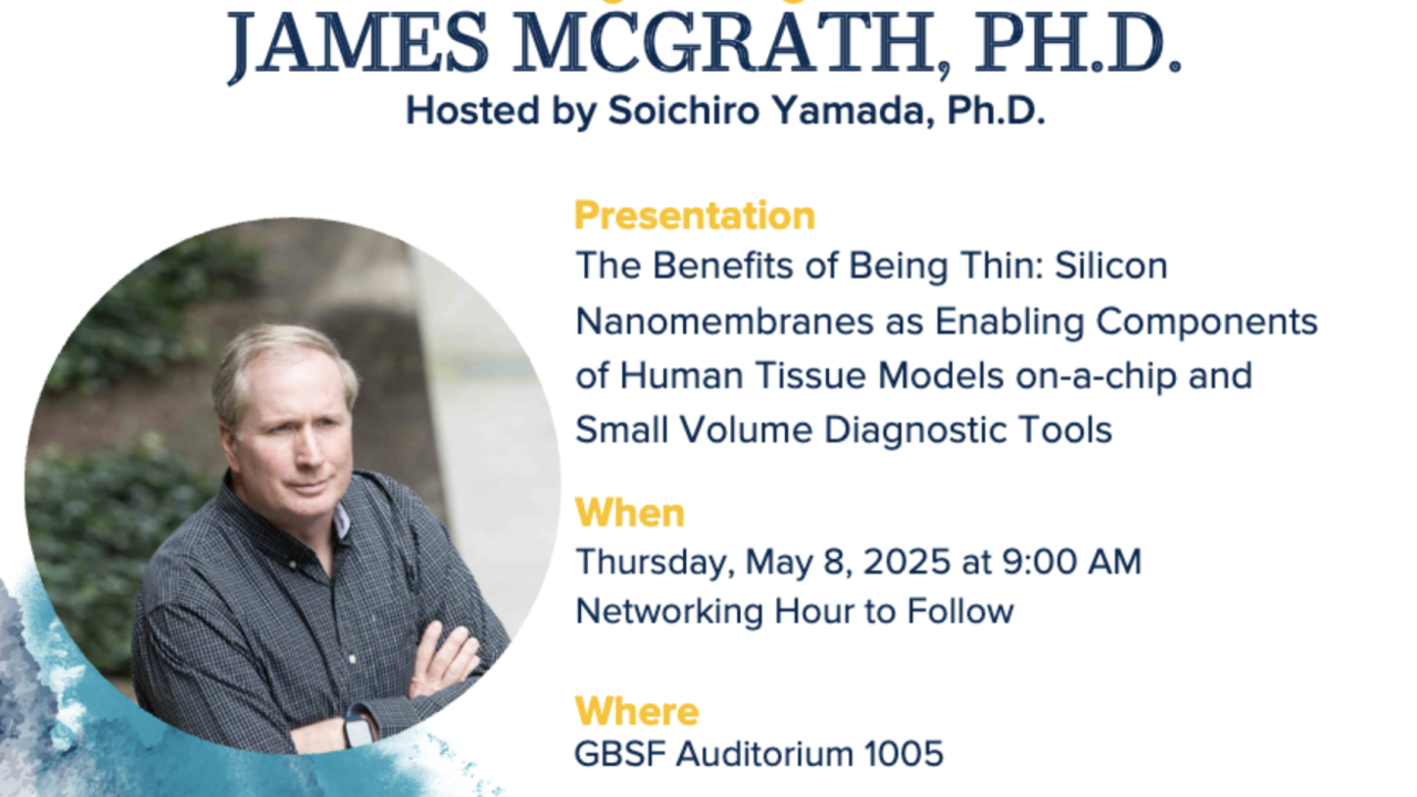 A graphic of the seminar with a photo of James McGrath