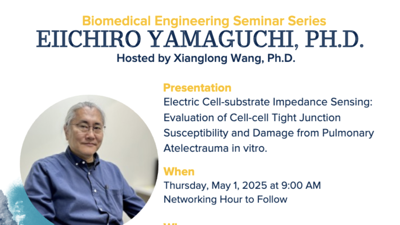 A graphic of the seminar with a photo of Eiichiro Yamaguchi