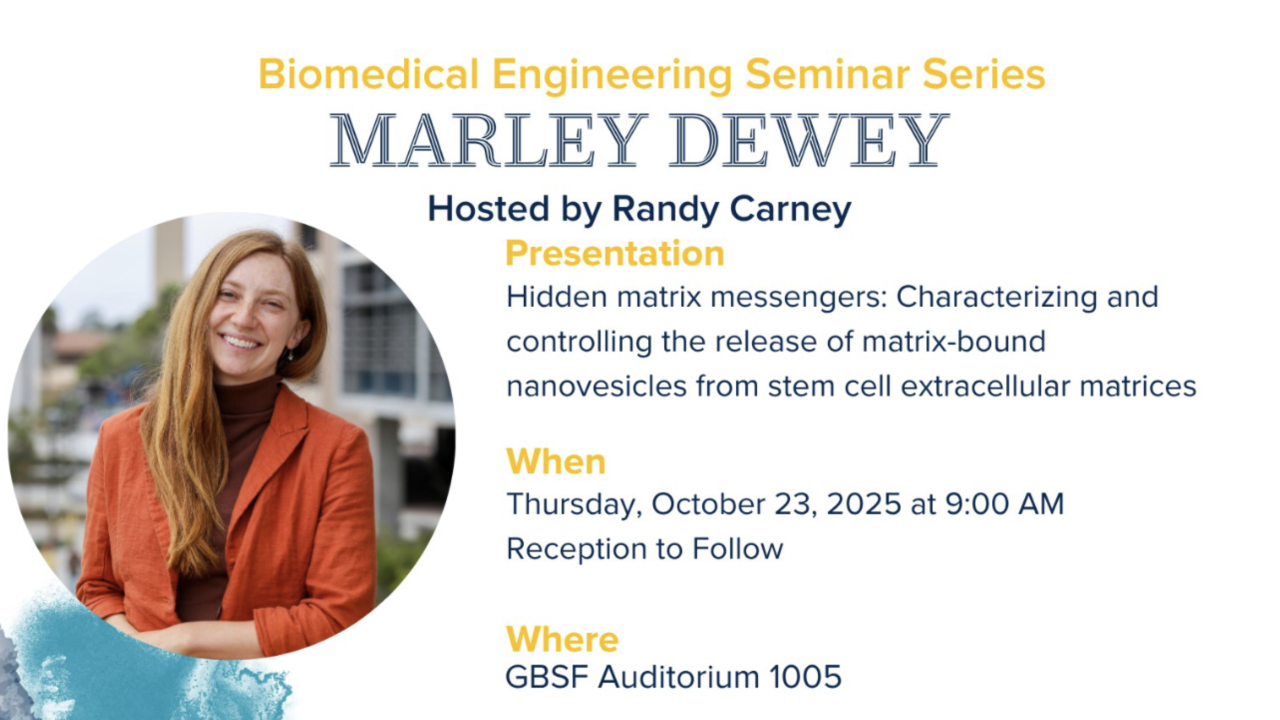 A flyer for the seminar featuring a photo of Marley Dewey