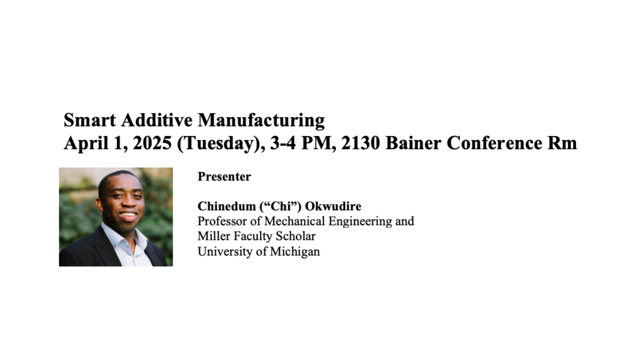 Information about the MAE seminar with a photo of the presenter