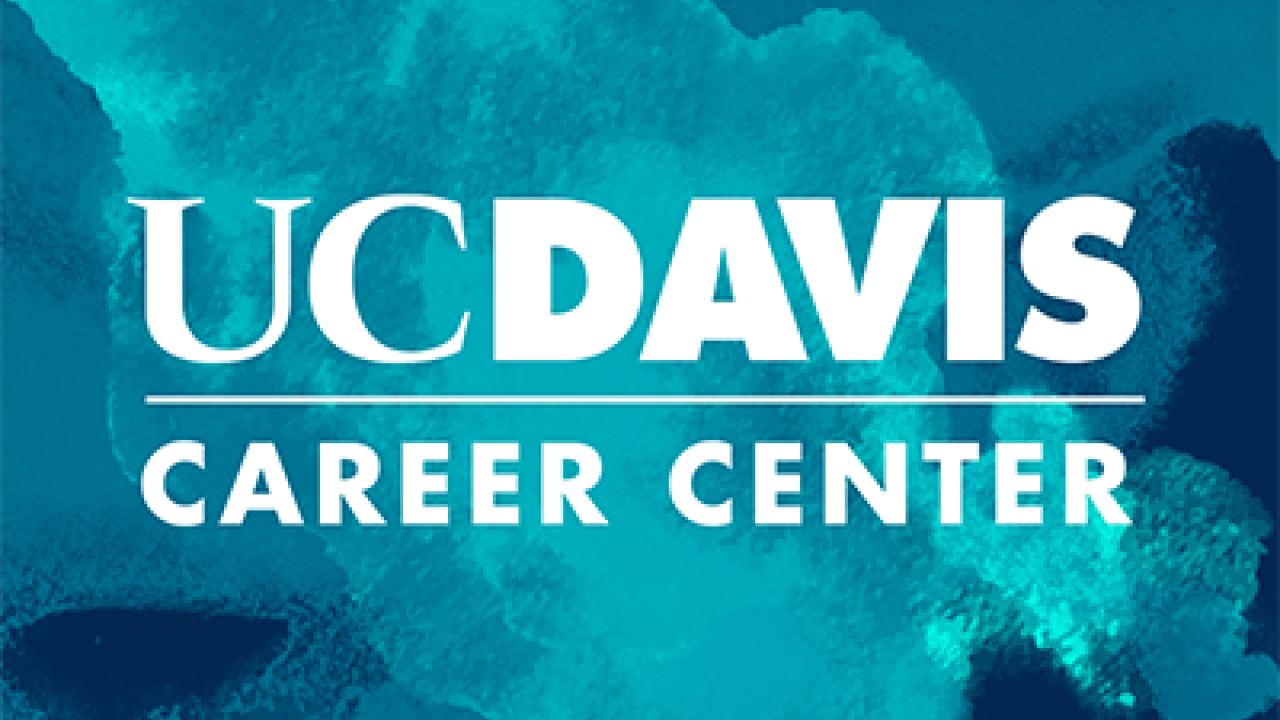 The UC Davis Career Center logo on a blue background