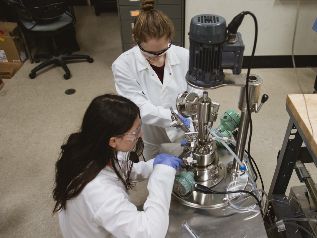 Graduate students working in a lab
