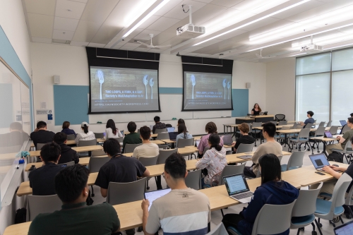 A classroom with students