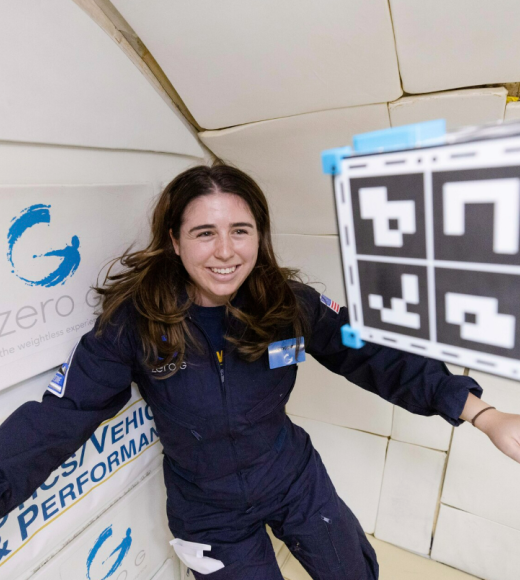 Portrait of Kylie Cooper in a zero gravity room