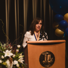 Kimberly Budil speaking at the 2019 Alumni Celebration