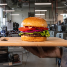 Burger on cutting board in ESDC