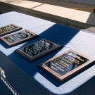 awards plaques on table