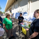 Some students presenting their research
