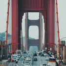 Cars drive over the Golden Gate Bridge in San Francisco