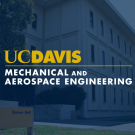 Logo of UC Davis MAE with a building in the background