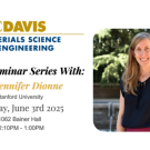 A graphic for the MSE Seminar with a photo of Jennifer Dione
