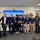 The UC Davis team standing together in front of a screen that says "CITRIS Aviation Prize Winners"