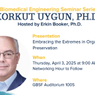 A flyer for the Seminar Series featuring a photo of Korkut Uygun
