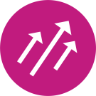 Icon with three arrows pointing up