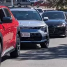 Cars waiting to charge at a center in San Diego