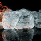 Ice cubes melting in fire
